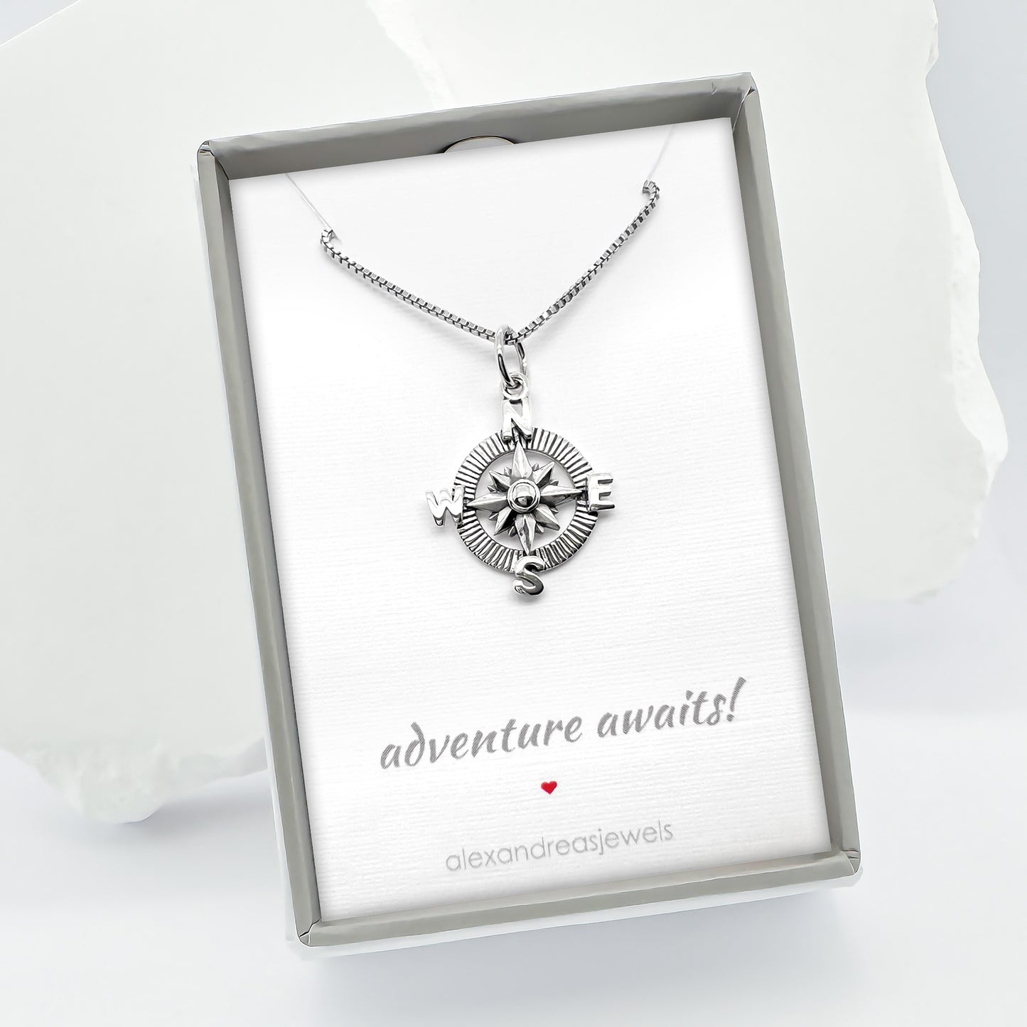 925 Sterling Silver Compass Necklace, Adventure Awaits, Travel Necklace, Graduation Gift Necklace, Retirement Gift Necklace, Daughter Best Friend Graduation 2025 Present, Graduate Gift