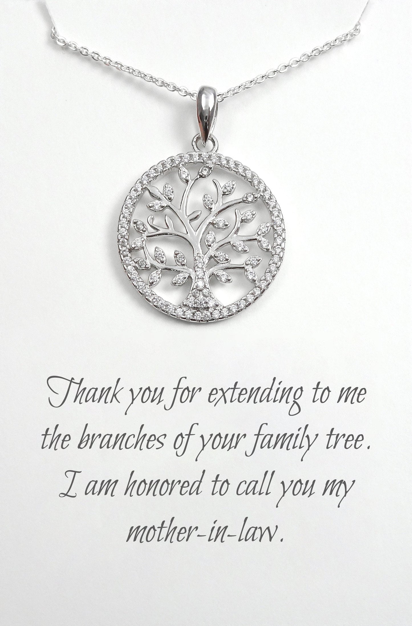 Silver Tree of Life Necklace for Women, Mother-in-Law Gift, Mother of the Groom Gift, Mother of the Bride Gift, Valentine's Day Gift for Mom