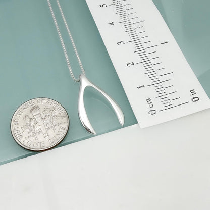 Good Luck Necklace, Sterling Silver Wishbone Pendant Necklace, Dainty Minimal Necklace
