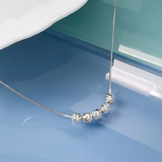 5 Silver Nuggets Necklace, 925 Sterling Silver Nuggets Necklace, 50th Birthday Present, 50th Anniversary Gift, 5 Friends Necklace