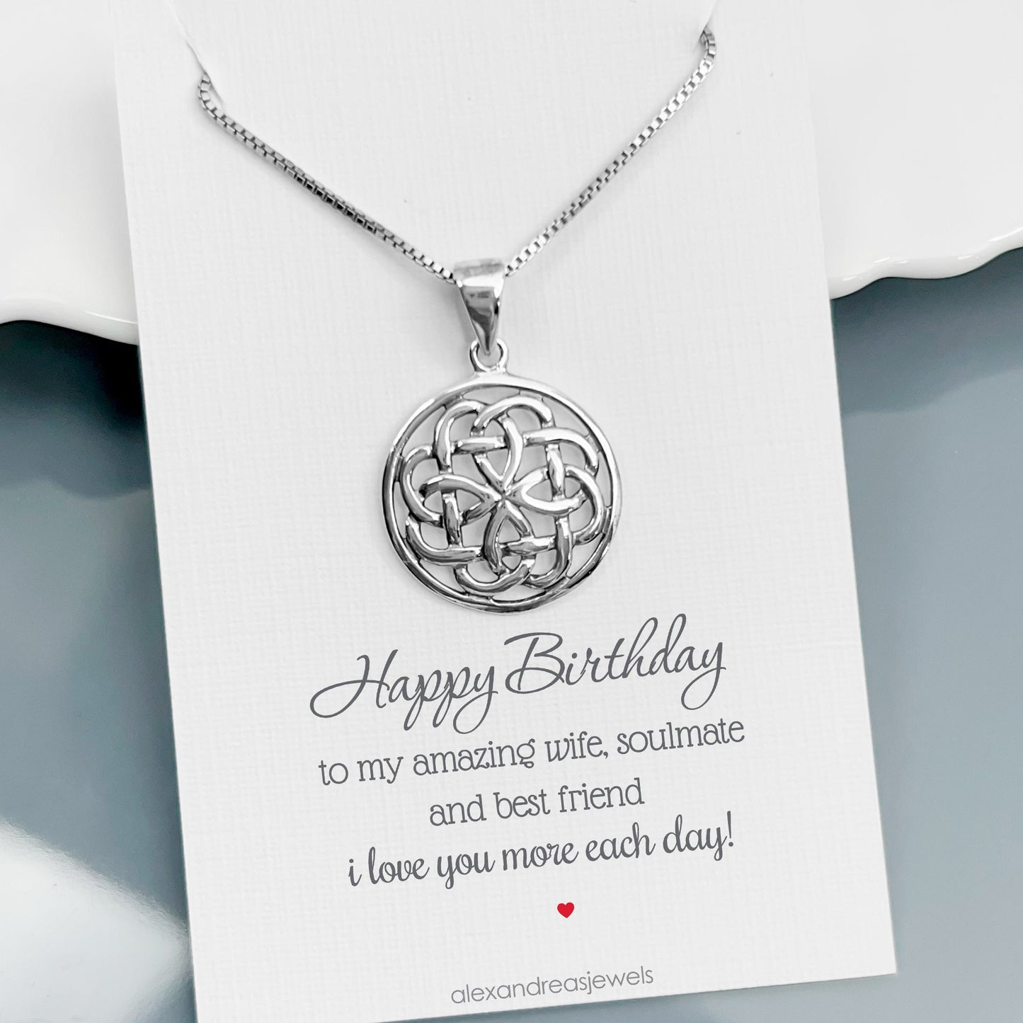 Sterling Silver Celtic Knot Pendant Necklace, Sterling Silver Celtic Necklace, Irish Necklace, Gift for Grandmother, Wife Birthday Necklace