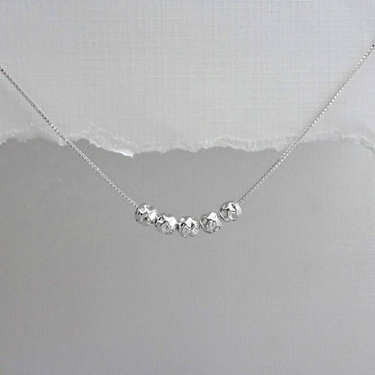 Silver Nuggets Necklace 5 Hammered Sterling Beads for Friends