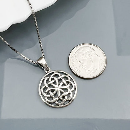 Sterling Silver Celtic Knot Pendant Necklace, Sterling Silver Celtic Necklace, Irish Necklace, Gift for Grandmother, Wife Birthday Necklace