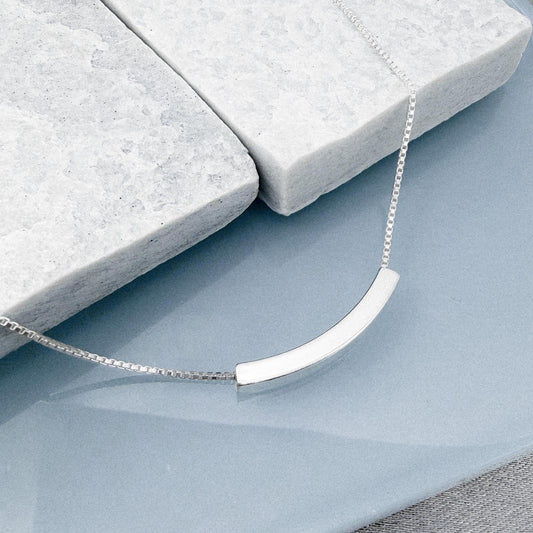 Sterling Silver Tube Bar Necklace, Minimalist Layering Necklace