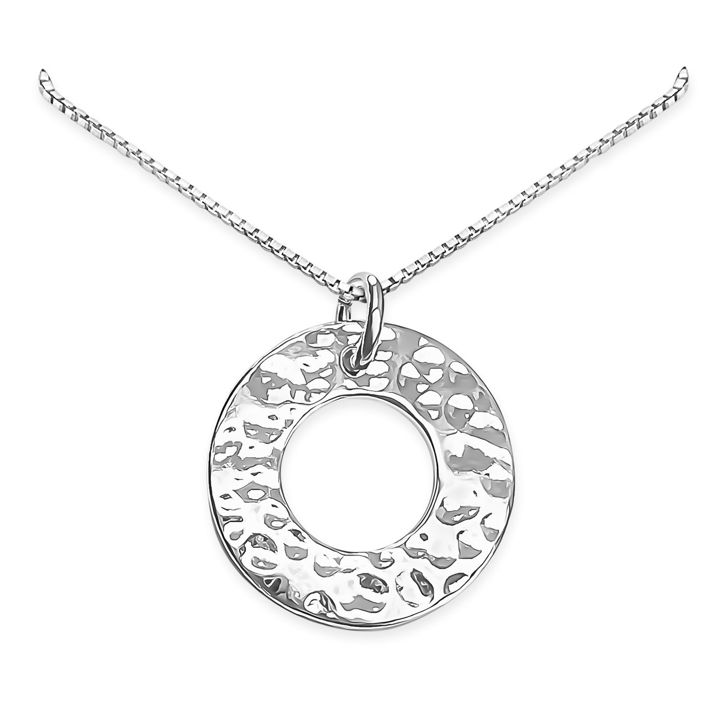 Hammered Circle Necklace for Women, Eternal Bond Sterling Silver Hammered Circle Eternity Necklace, Mom Gift Necklace, Girlfriend Gift, Best Friend Gift Jewelry