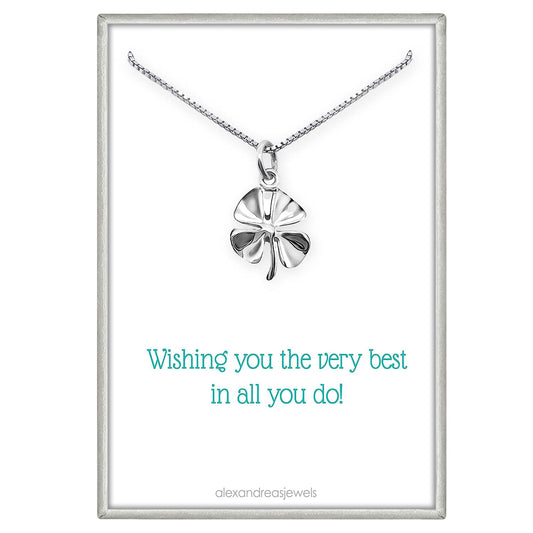 Small Sterling Silver Four Leaf Clover Necklace, Small Clover Leaf Necklace, Shamrock Irish Good Luck Necklace, St. Patrick's Day Gift Necklace