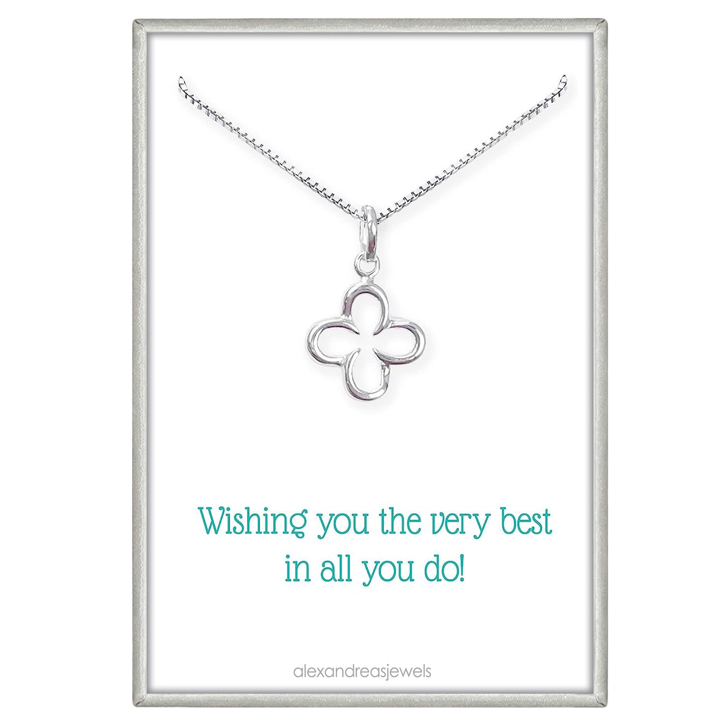 Small Sterling Silver Four-Leaf Clover Necklace, St. Patrick's Day Gift, Lucky Charm Necklace, Irish Luck Necklace, Best Friend Gift