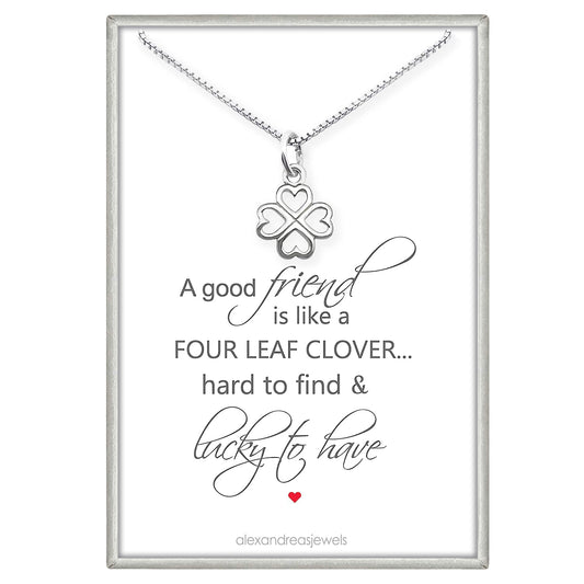 Tiny Four-Leaf Clover Necklace, Sterling Silver Four-Leaf Clover Necklace, Lucky Charm Necklace, Irish Luck Necklace, Best Friend Gift