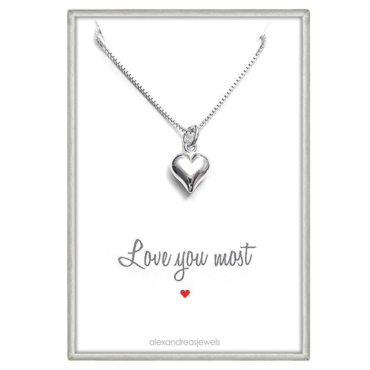 Tiny Heart Necklace, Silver Heart Necklace, Sterling Silver Heart Necklace, Gift for Mom, Gift for Daughter, Girlfriend Gift