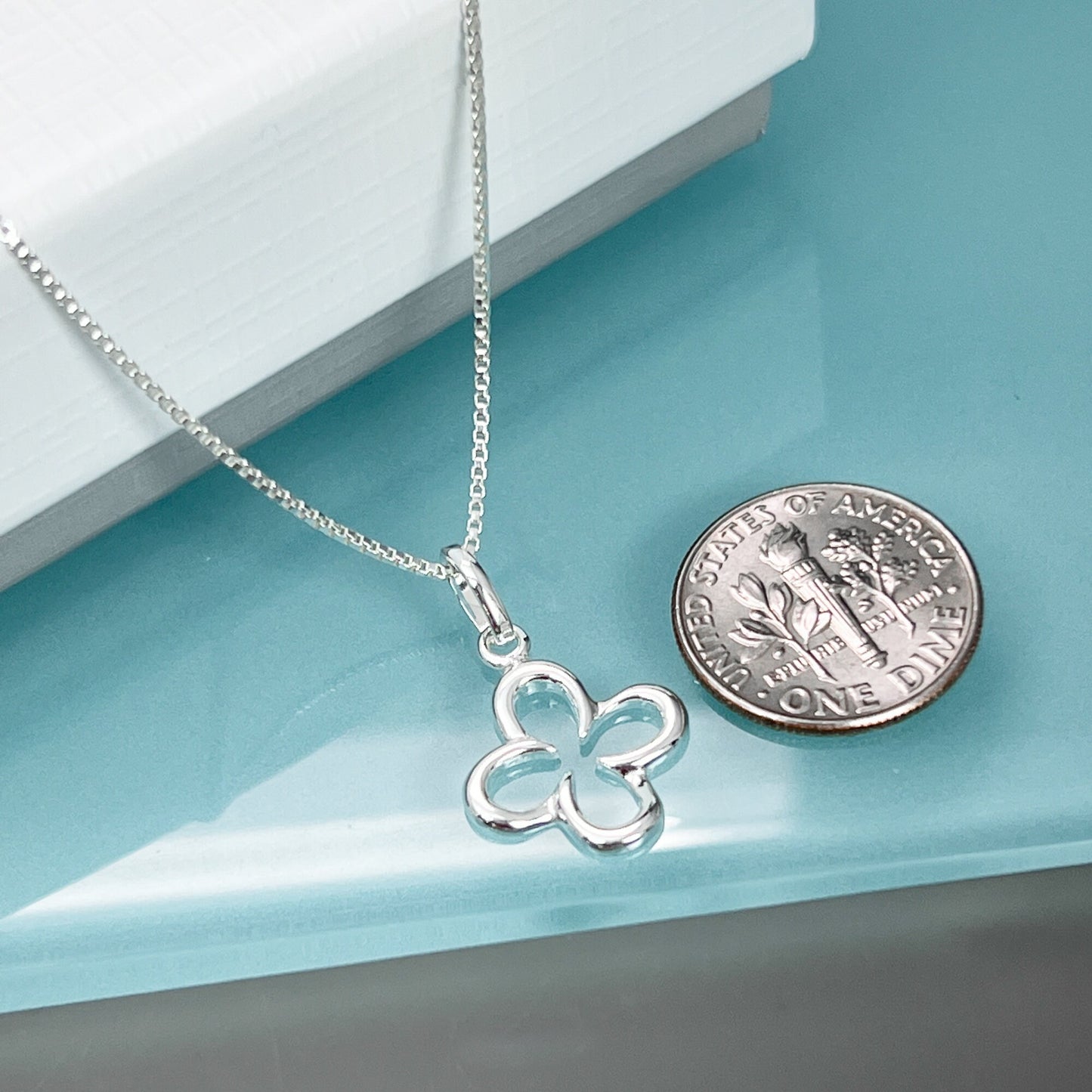 Small Sterling Silver Four-Leaf Clover Necklace, St. Patrick's Day Gift, Lucky Charm Necklace, Irish Luck Necklace, Best Friend Gift