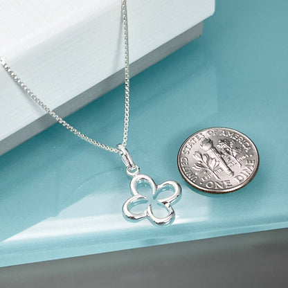 Small Sterling Silver Four-Leaf Clover Necklace, St. Patrick's Day Gift, Lucky Charm Necklace, Irish Luck Necklace, Best Friend Gift