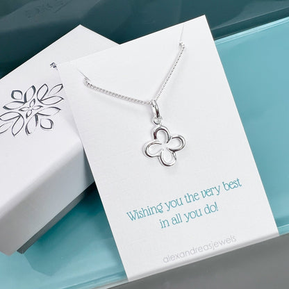 Small Sterling Silver Four-Leaf Clover Necklace, St. Patrick's Day Gift, Lucky Charm Necklace, Irish Luck Necklace, Best Friend Gift