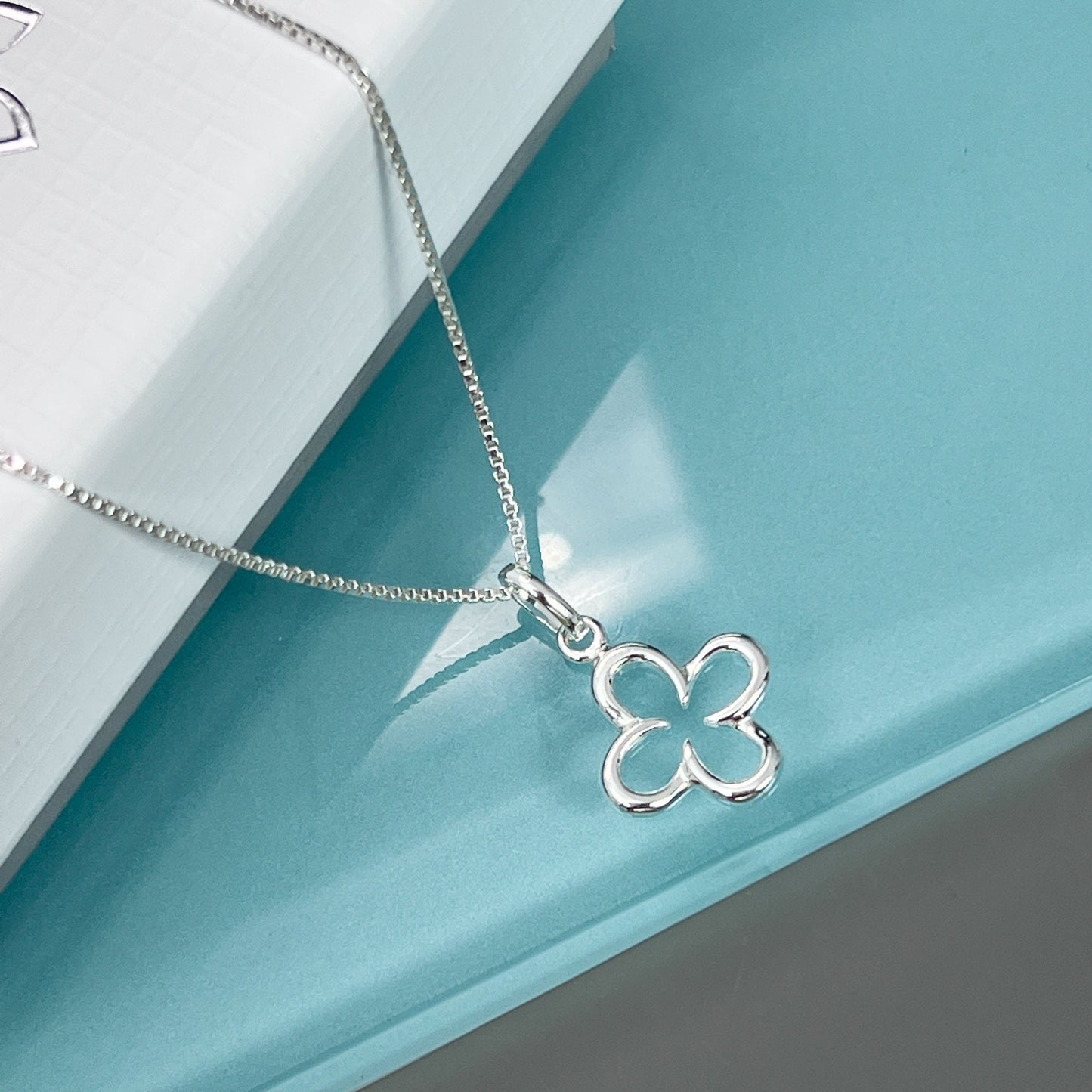 Small Sterling Silver Four-Leaf Clover Necklace, St. Patrick's Day Gift, Lucky Charm Necklace, Irish Luck Necklace, Best Friend Gift