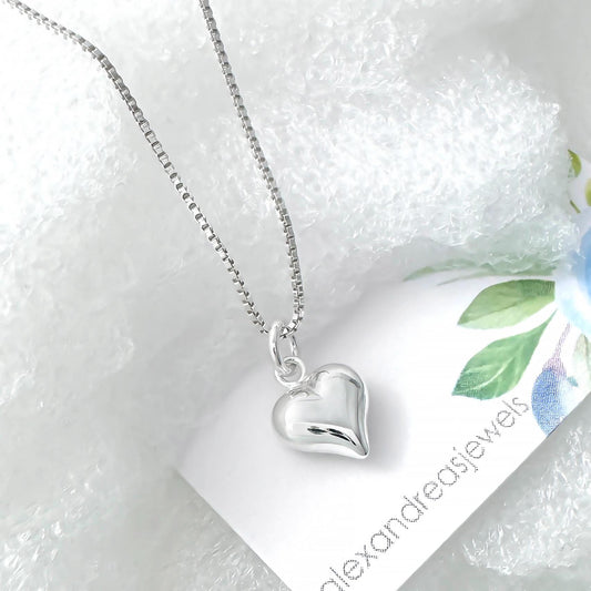 925 Sterling Silver Tiny Heart Pendant On Sterling Silver Necklace Chain