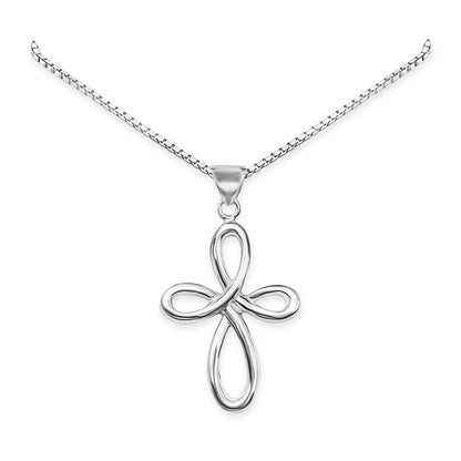 925 Sterling Silver Infinity Cross Necklace Baptism Gift for Teen Goddaughter Cross Easter Gift Necklace