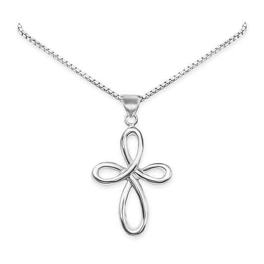 925 Sterling Silver Infinity Cross Necklace Baptism Gift for Teen Goddaughter Cross Easter Gift Necklace