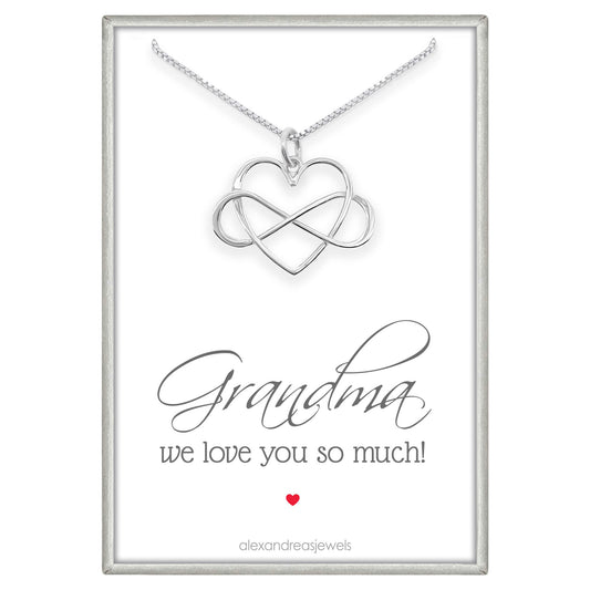 Sterling Silver Infinity Heart Necklace for Grandmother, Grandmother Birthday Gift Necklace, Mother's Day Gift Necklace for Grandma, Grandmother Gift Wedding