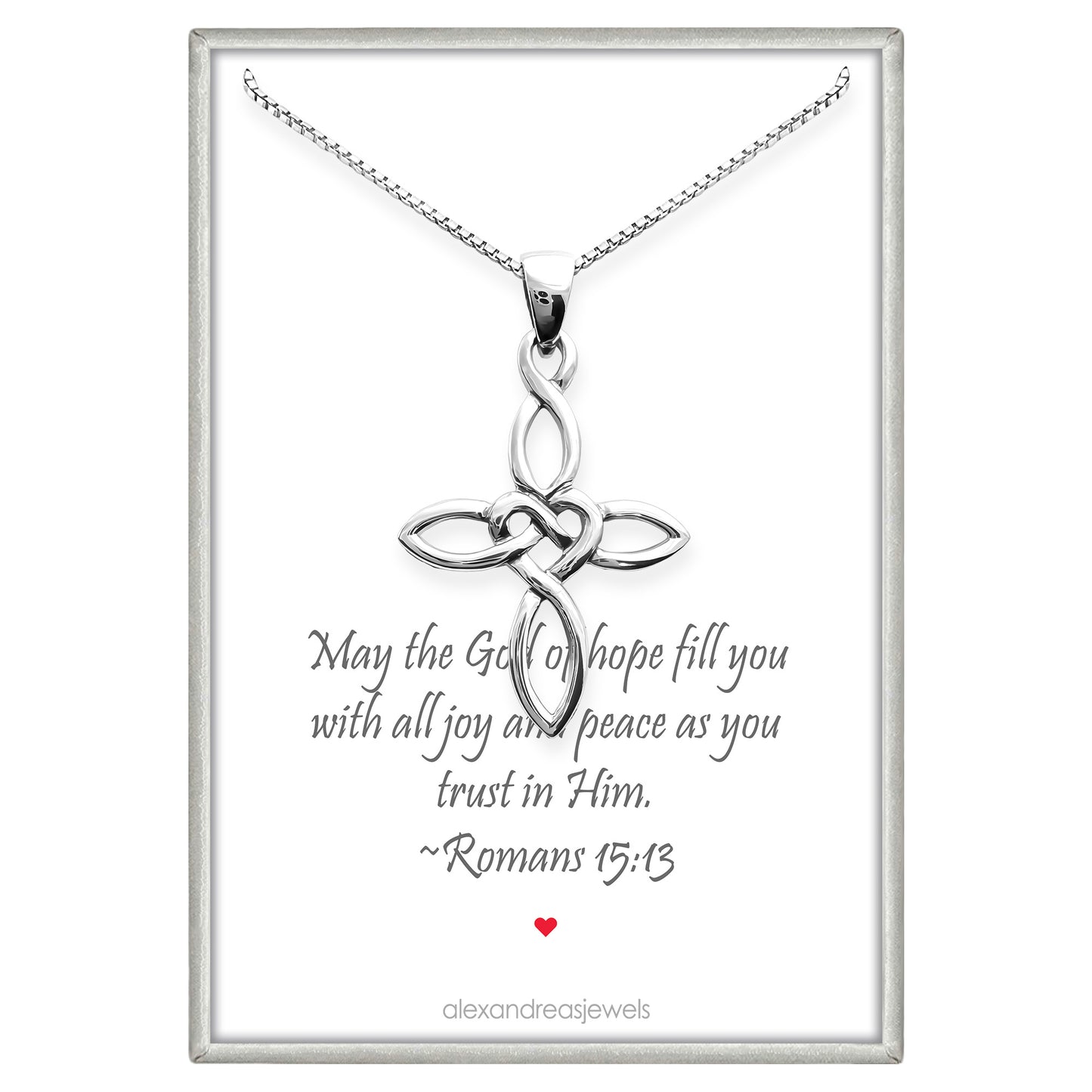 Infinity and Heart Cross Necklace, Sterling Silver Cross Necklace, Baptism Gift Necklace for Teen Girl, Cross Necklace for Women