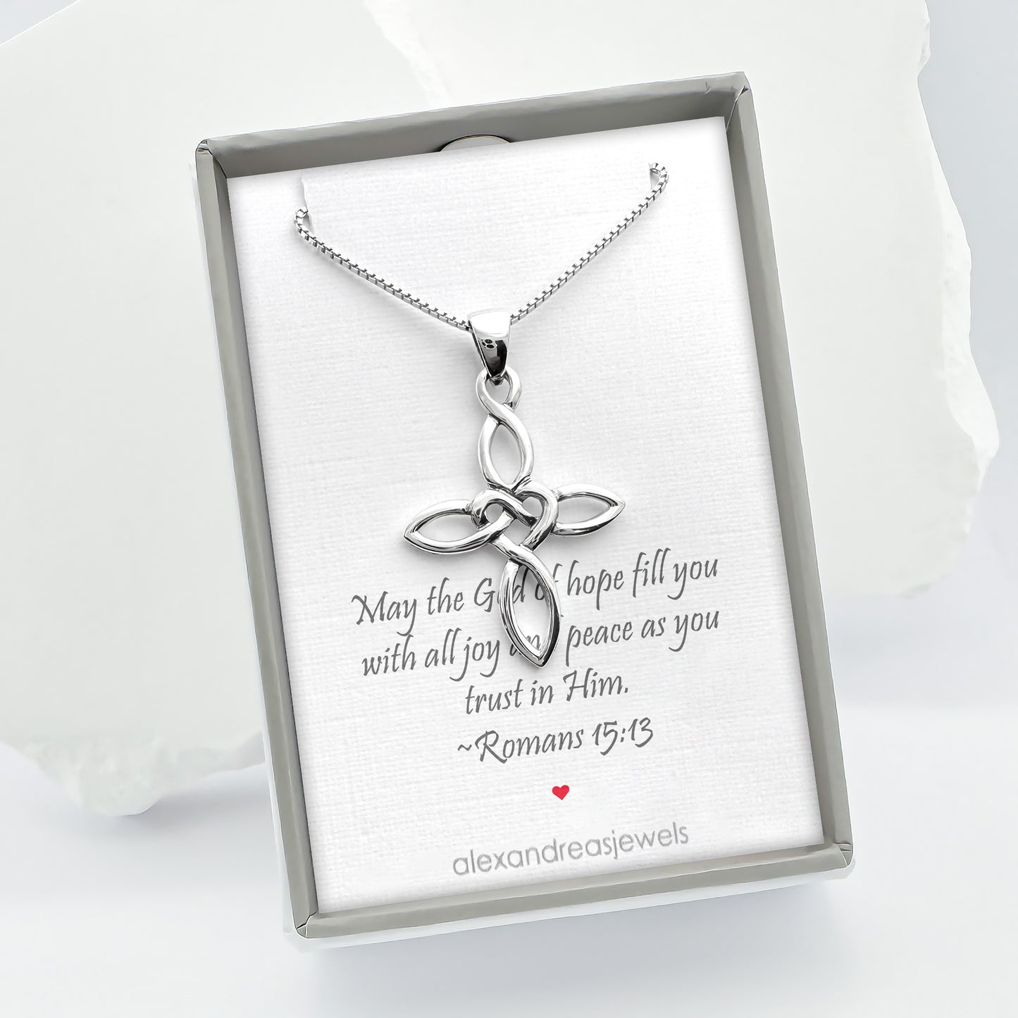 Infinity and Heart Cross Necklace, Sterling Silver Cross Necklace, Baptism Gift Necklace for Teen Girl, Cross Necklace for Women