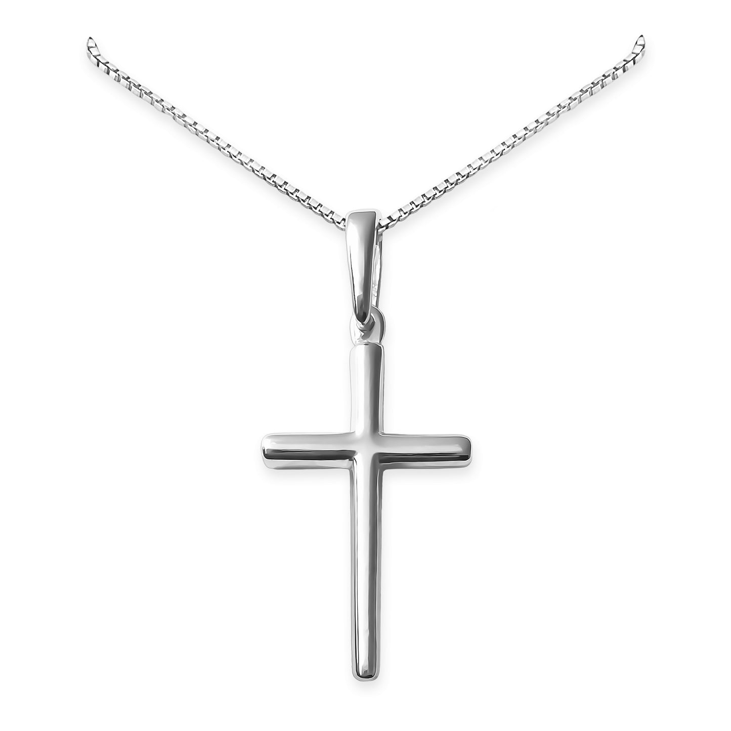 Sterling Silver Cross Necklace for Women and Teen Girls High Polish Cross Necklace Baptism First Communion Easter Gift for Daughter Goddaughter Birthday Gift