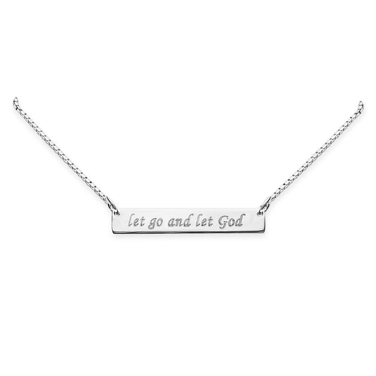 925 Sterling Silver Bar Necklace For Women, Let Go and Let God Necklace, Inspirational Motivational Jewelry, Encouragement Gift, Inspirational Bar Necklace