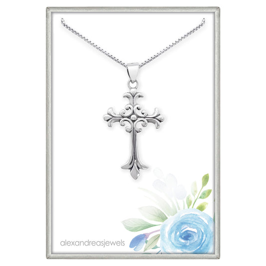 Sterling Silver Cross Necklace for Women, Daughter Gift Necklace, Goddaughter Gift, Confirmation Gift Necklace