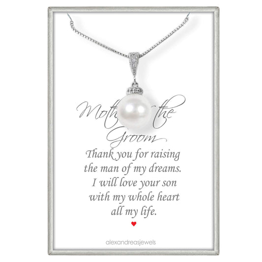 White Pearl Necklace, Mother of the Groom Gift Necklace, Solitary Pearl Necklace, Mother in Law Gift From Bride, Single White Pearl Necklace