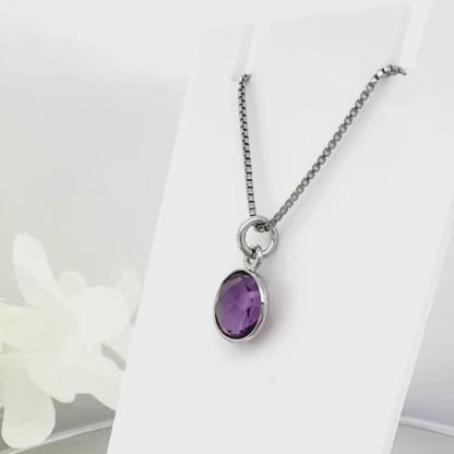 Amethyst Necklace, Sterling Silver Amethyst Necklace, Layering Necklace, Gift for Mom, Girlfriend Gift, Gift for Her, February Necklace