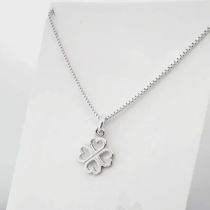 Tiny Four-Leaf Clover Necklace, Sterling Silver Four-Leaf Clover Necklace, Lucky Charm Necklace, St. Patrick's Day Gift, Good Luck Necklace