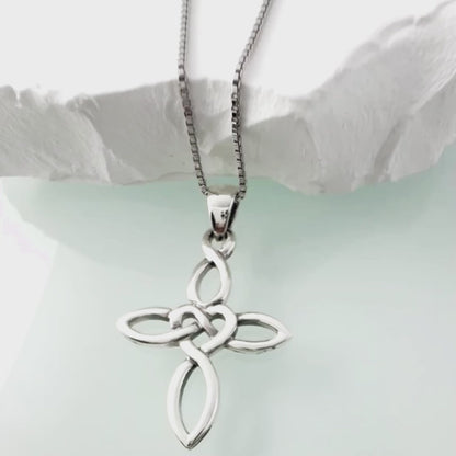 Infinity and Heart Cross Necklace, Sterling Silver Cross Necklace, Baptism Gift Necklace for Teen Girl, Cross Necklace for Women