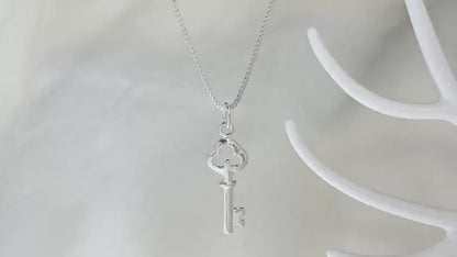 Sterling Silver Key Necklace, Minimalist Key Pendant, Symbolic Jewelry Gift for Daughter, Graduate, Friend, or New Beginnings 2025 Grad Gift