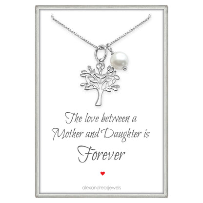 Tree of Life Necklace, Mother in Law Gift Necklace, Mother of the Bride, Mother of the Groom Gift, Sterling Silver Tree of Life Necklace, Mother's Day Gift for Mom (love between mother and daughter)