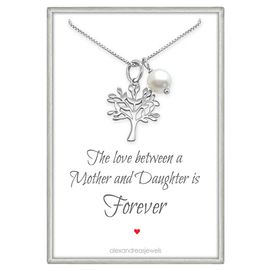 Tree of Life Necklace, Mother in Law Gift Necklace, Mother of the Bride, Mother of the Groom Gift, Sterling Silver Tree of Life Necklace, Mother's Day Gift for Mom (love between mother and daughter)