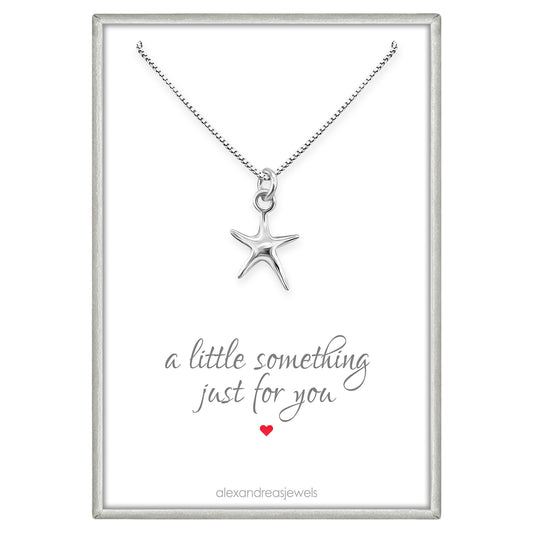 Sterling Silver Starfish Necklace, Tiny Plain Starfish Necklace For Women, Girlfriend Gift Necklace, Best Friend Gift