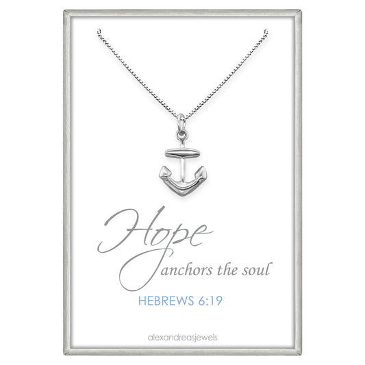 Sterling Silver Anchor Necklace for Women, Hope Anchors The Soul, Inspirational Necklace