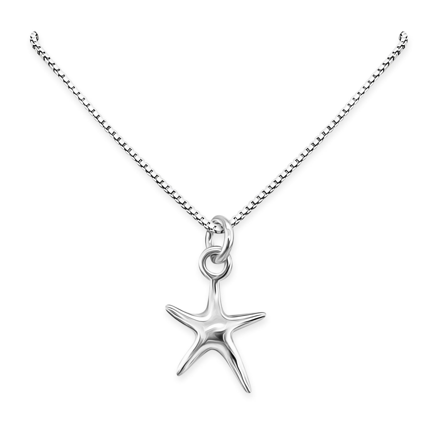 Tiny Sterling Silver Starfish Necklace