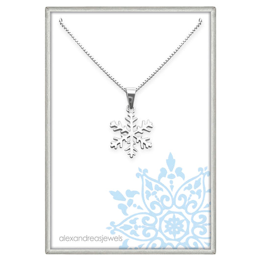 Sterling Silver Snowflake Necklace, Delicate and Dainty Snowflake Necklace for Women, Snowflake Necklace for Girls