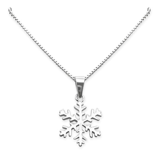 Tiny Sterling Silver Snowflake Necklace, Christmas Gift Necklace for Women