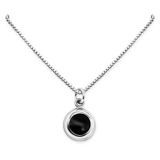 Black Onyx Disc Necklace for Women, 925 Sterling Silver Black Onyx Pendant Necklace, Birthday or Holiday Gift for Wife, Girlfriend, Mom or Best Friend