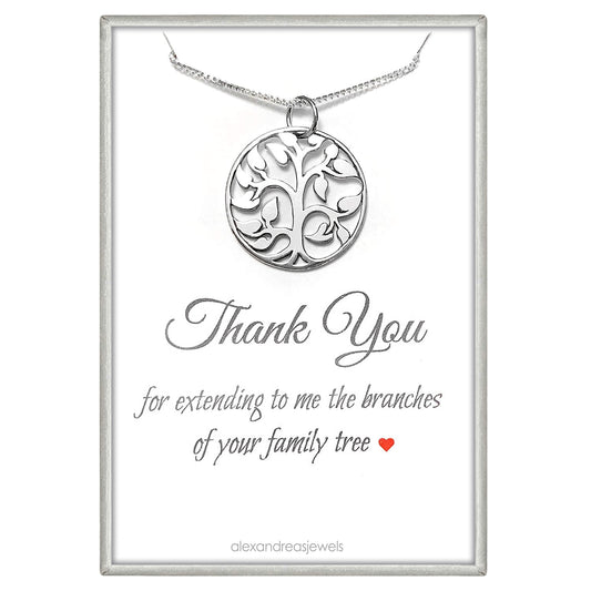 Sterling Silver Tree of Life Necklace, Mother of the Bride Gift, Mother of the Groom Gift, Mother in Law Gift Necklace