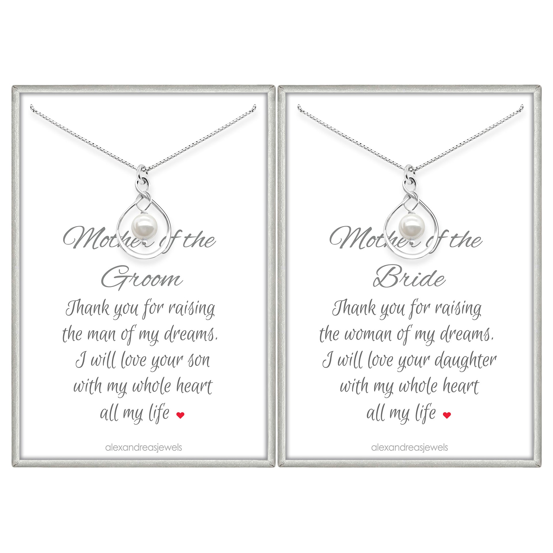 Set of Infinity Necklaces, Mother of the Bride and Mother of the