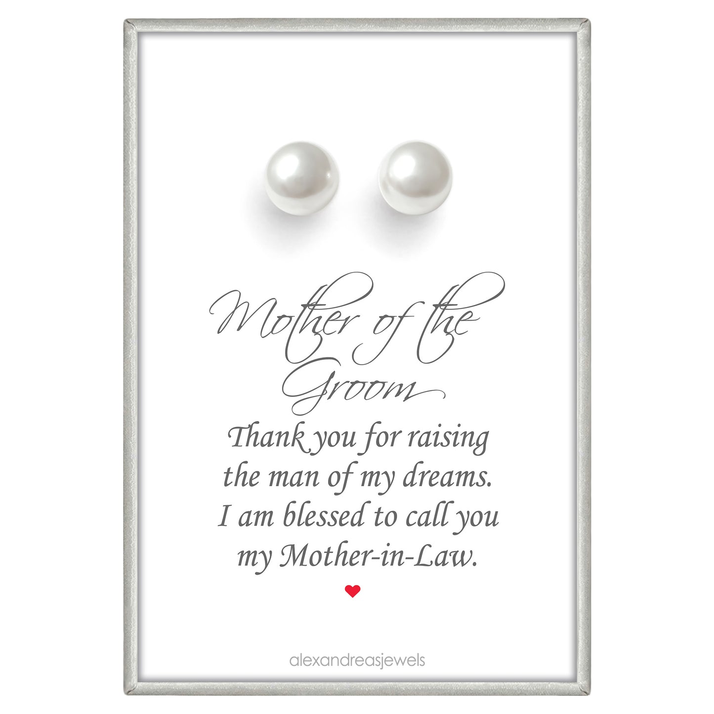 White Pearl Stud Earrings, Mother of the Groom Gift, Mother in Law Gift From Bride