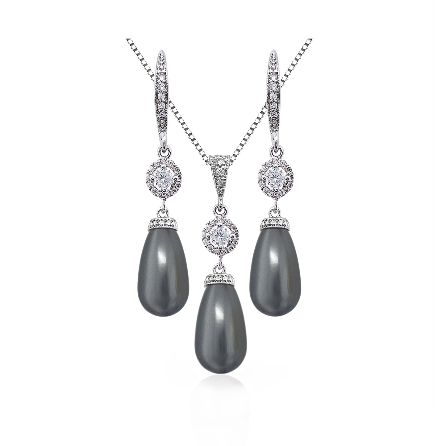 Mystic Black Wedding Necklace and Earrings Set