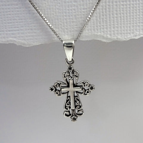 oxidized cross necklace