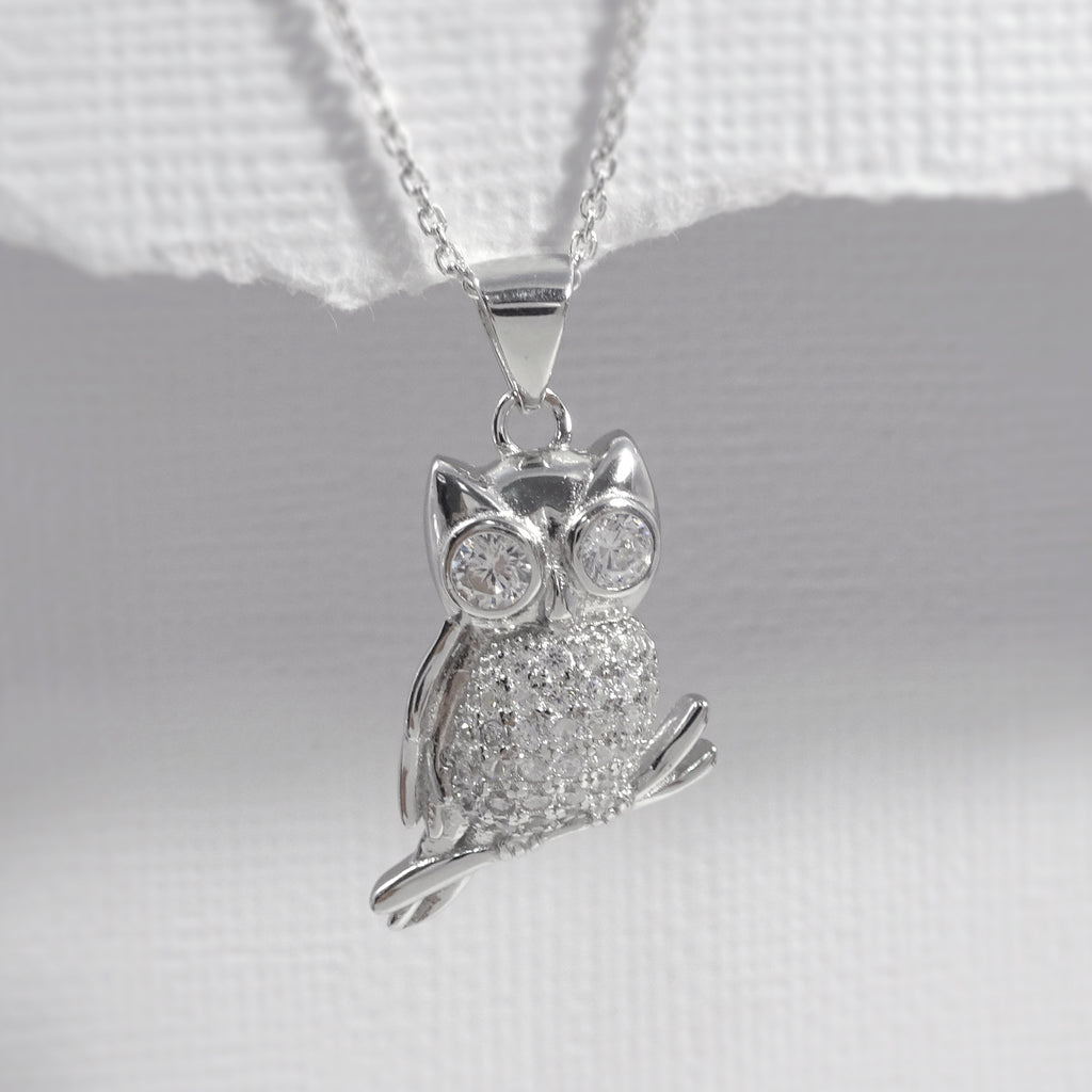 owl on a branch necklace