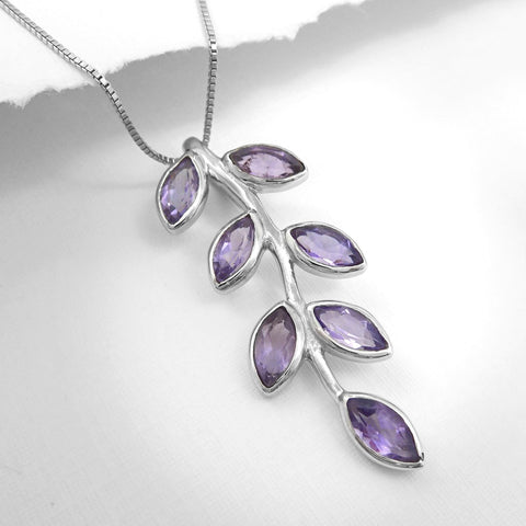 sterling silver amethyst branch necklace