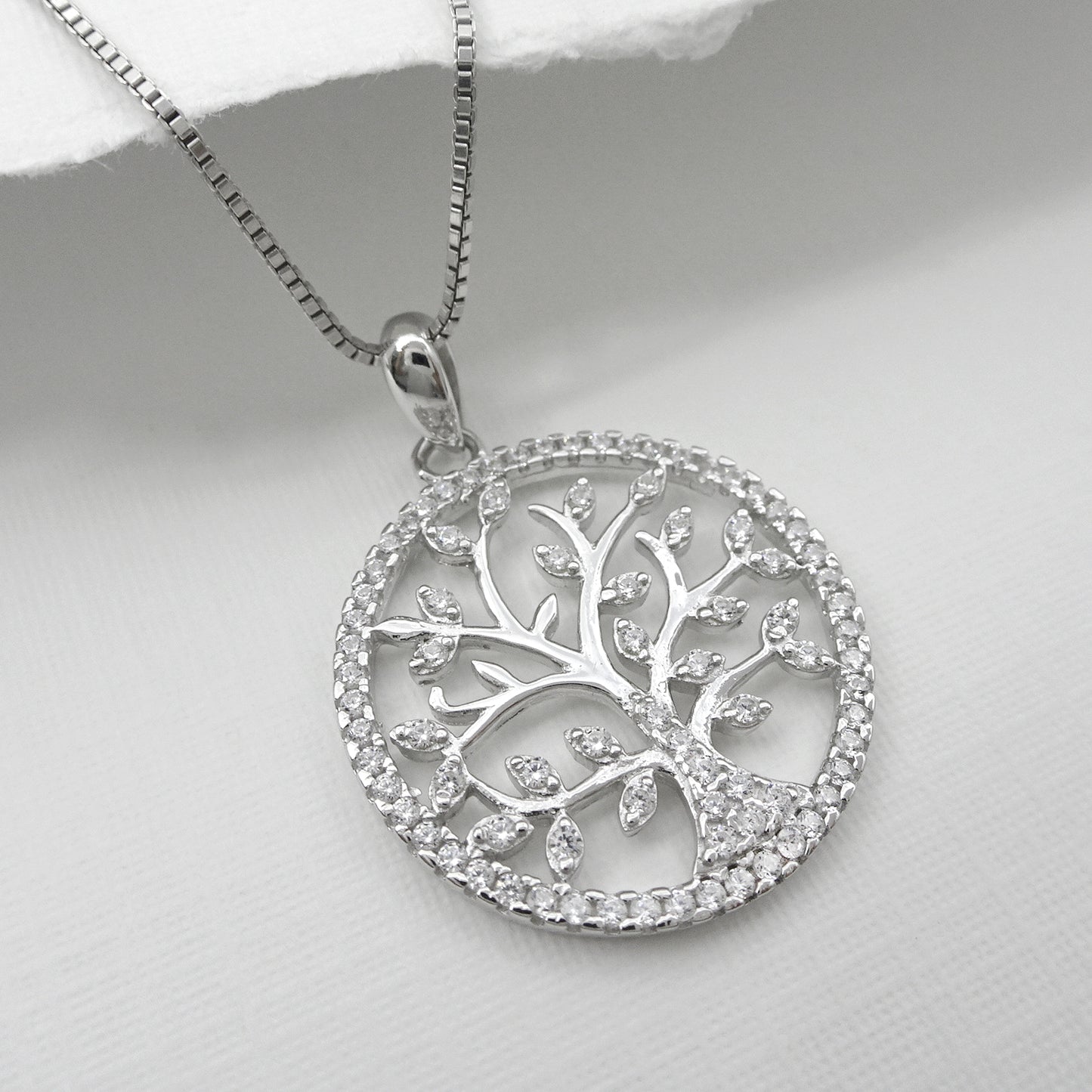 tree of life cubic zirconia necklace