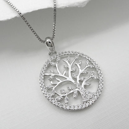 tree of life cubic zirconia necklace