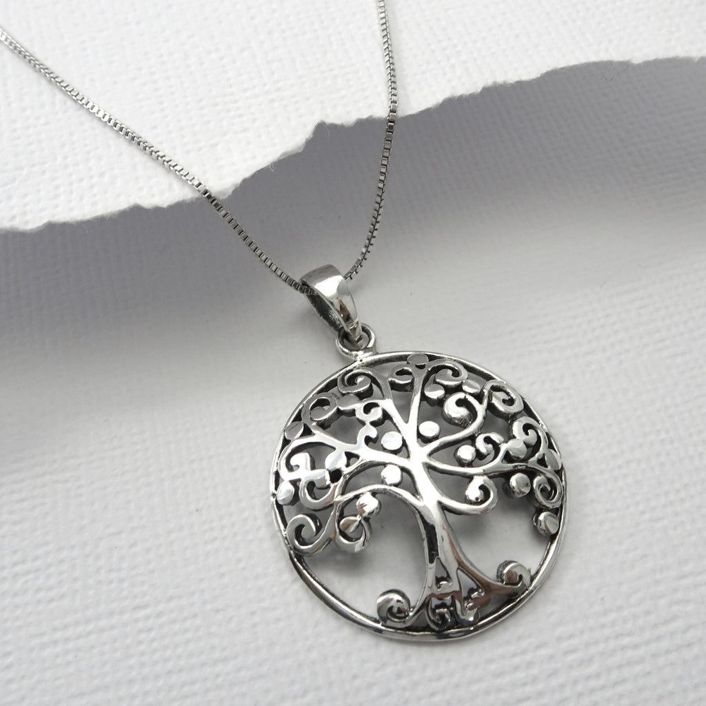 oxidized tree of life necklace