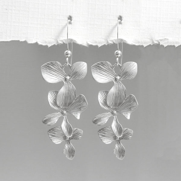 cascade orchid earrings with fishhook ear wires